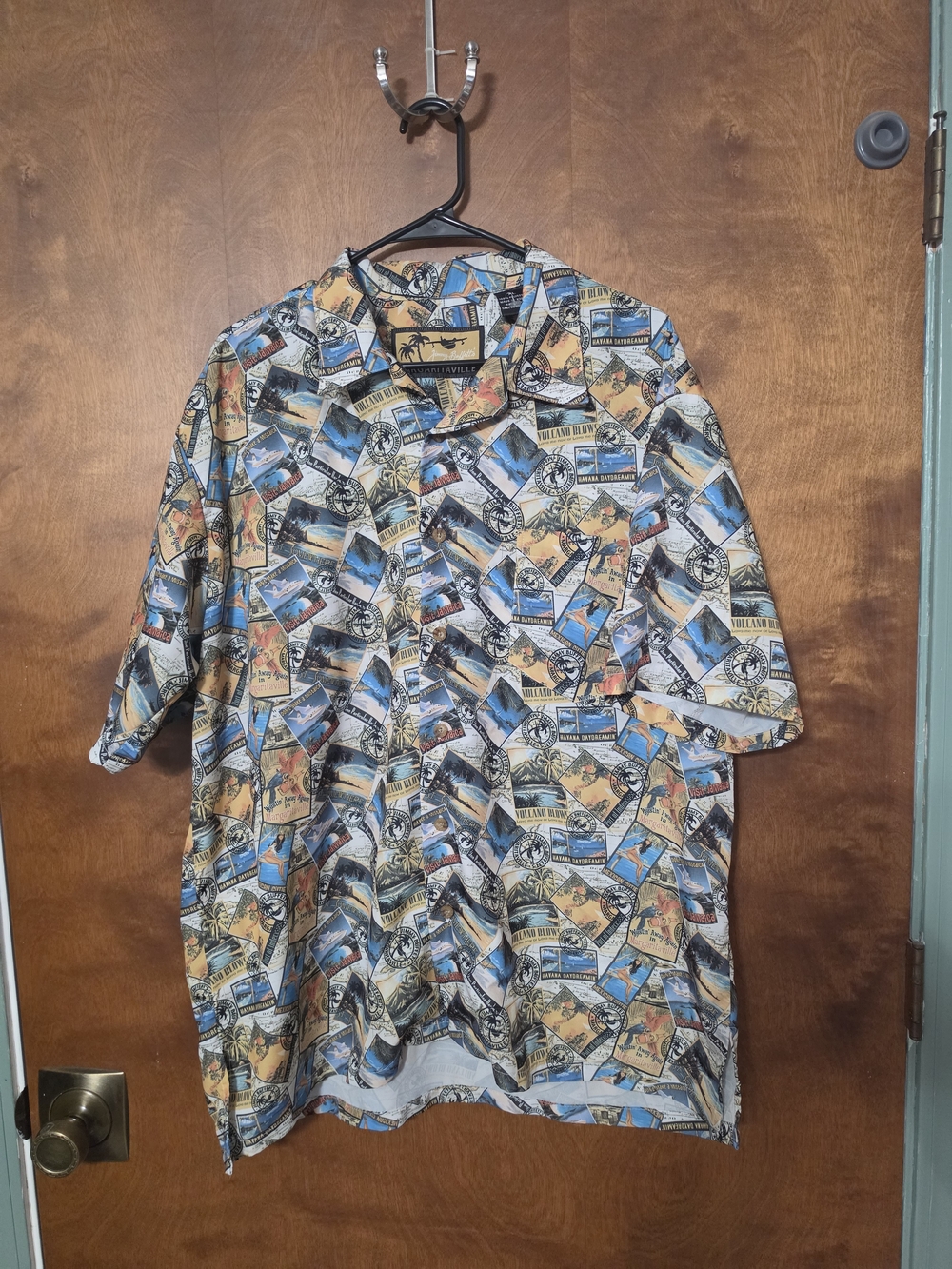 Margaritaville Multicolor Postcard Print Button-Down Camp Shirt